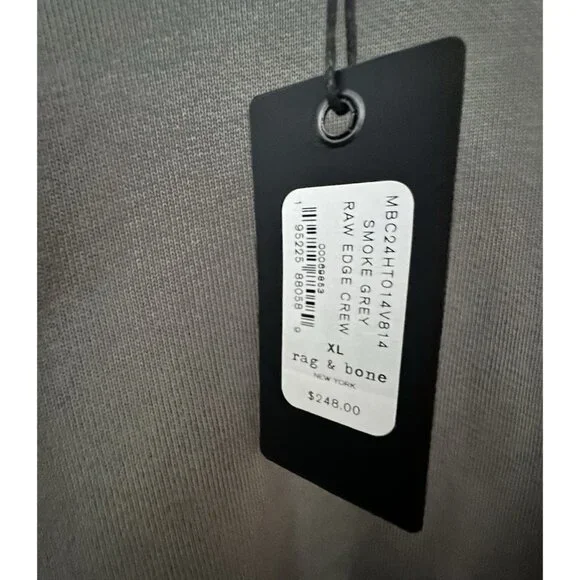 Rag & Bone Gray Raw Edge Sweatshirt Crew Pullover Men's Size XL $295 NWT - Picture 4 of 6